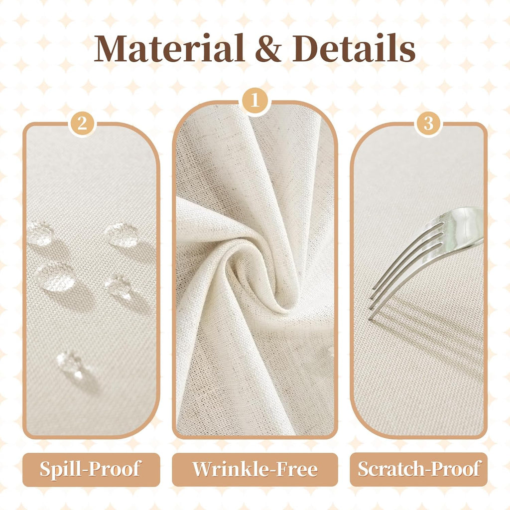 Textured Table Cloth for Rectangle Table, Heavy Duty Farmhouse Tablecloth Solid Cotton Linen Waterpr