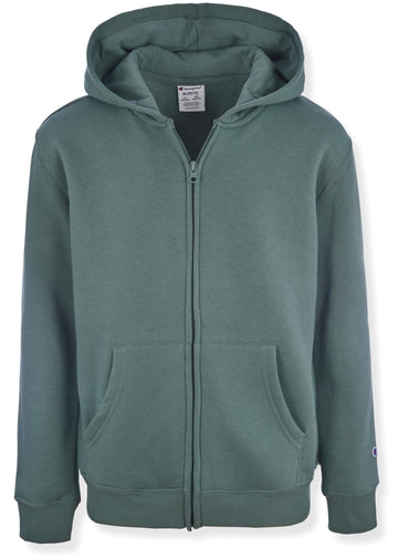 Boys Zip Front Fleece Hoodie Sweatshirt for Kids, Dark Forest Green, Large