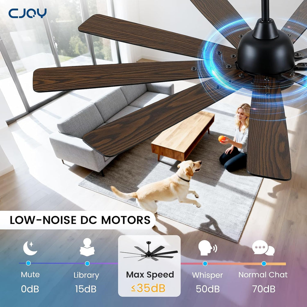62" Ceiling Fan with LED Light and Remote - Black & Walnut