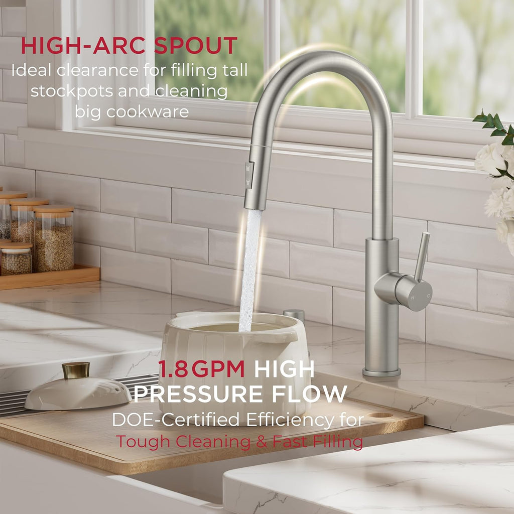 Kitchen Faucet with Pull Down Sprayer, Classic Brushed Nickel