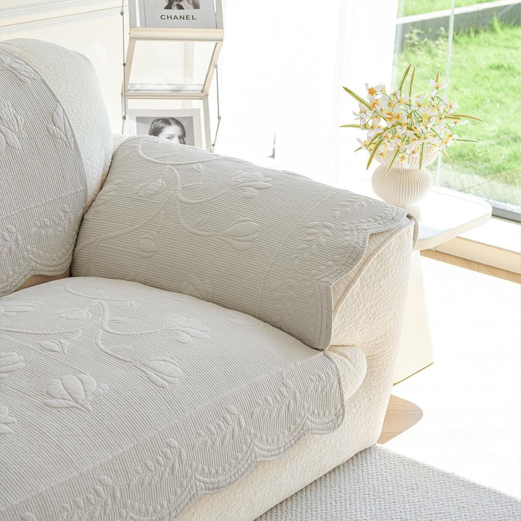 Couch Covers for Sofa Cotton Quilted Sofa Covers for Sectional Sofa(Khaki, 27.6"x27.6")