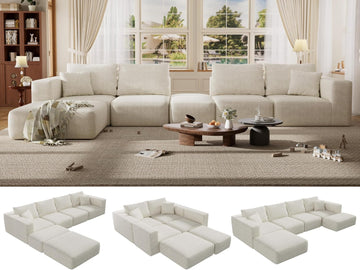 150" Oversized Boneless Sectional Couches ,Comfy Modern Modular Sectional Sofa,Extra Deep 6 Seater,Large Plush Cloud