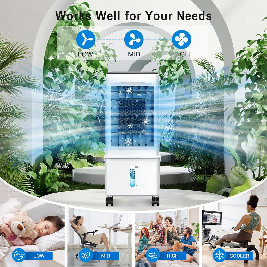 Portable Air Conditioners, [2.5 Gal] Fast Cooling Evaporative Air Cooler, 60W Quiet Portable AC Unit w/Remote & Timer