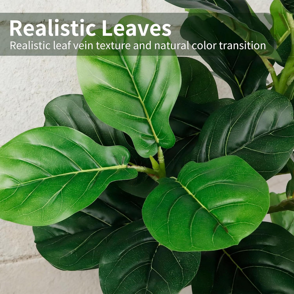 7FT Artificial Fiddle Leaf Fig Tree with White Planter & Fake Moss, Realistic Faux Ficus Lyrata Floor Plant Home