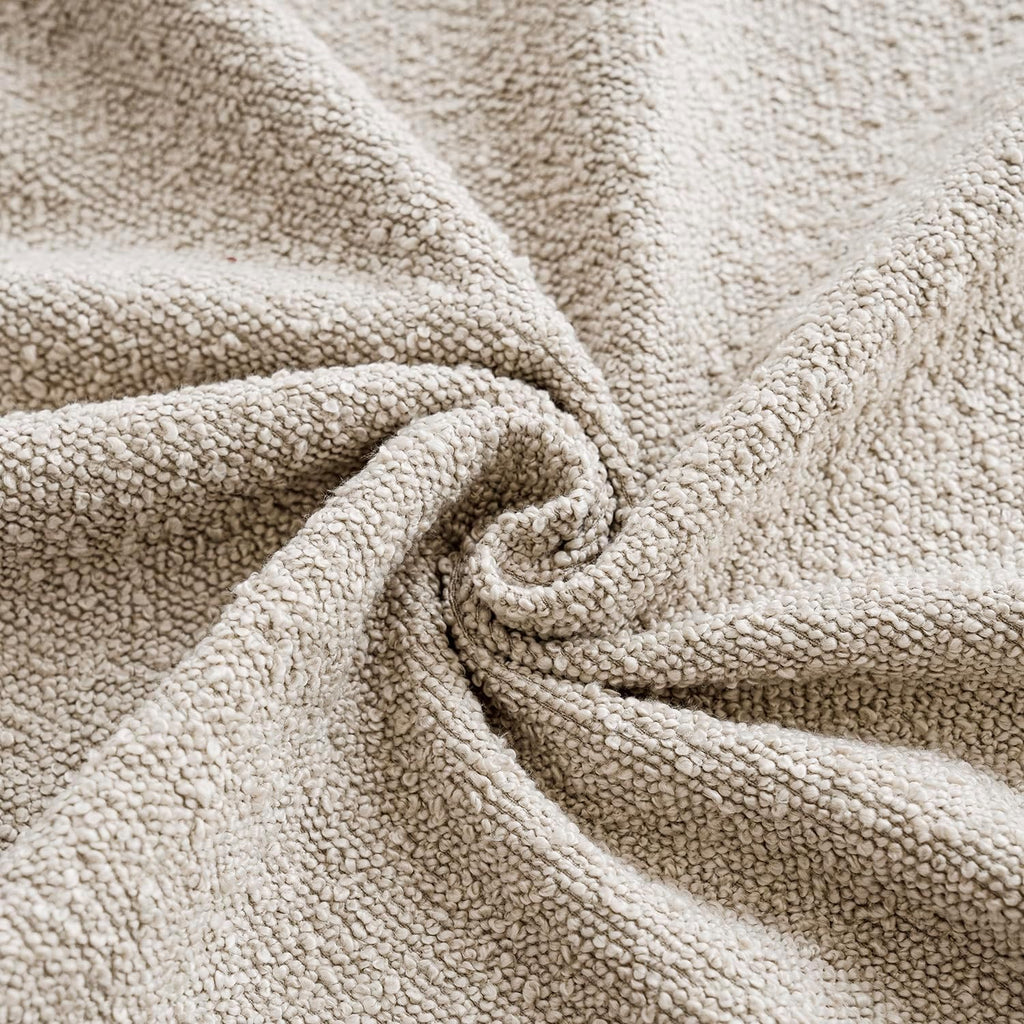 Textured Boucle Throw Pillow Covers Accent Solid Lumbar Pillow Cases Cozy Soft Decorative Couch Cushion Case for Chair Sofa Bedroom Living Room Home Decor, 12 x 20 Inch,Beige Oatmeal