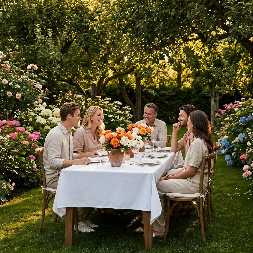 8 Packs White Table Cloth Rectangle 60x126 Inch for 8ft Rectangle Tables, Wrinkle Resistant Polyeste