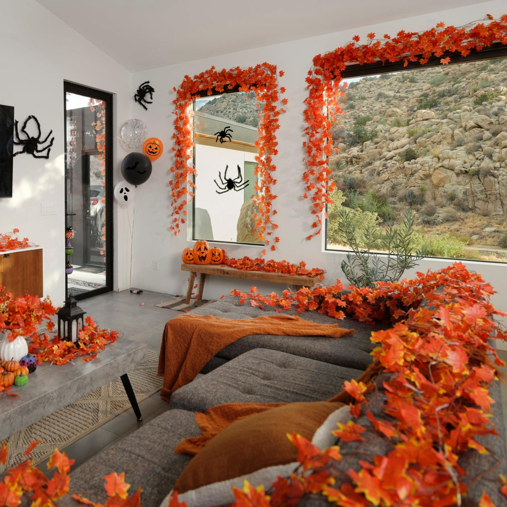 24 Pack Fall Leaf Garland, Total 168Ft Artificial Fall Maple Leaves Autumn Vines Garland Thanksgiving Decor Fireplace