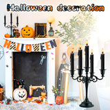 Metal Candle Holder，5 Arms Pure Black Candle Holders for Pillar Candles（10.6 inch Tall Candlestick Holders, for 1/2-1