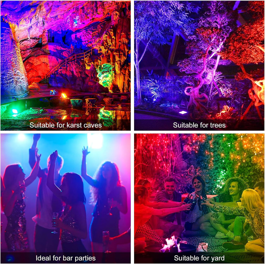 1PCS 110V 100W RGB LED Flood Lights,Outdoor Color Changing Floodlight with App, IP68 Waterproof 16 Colors 4 Modes