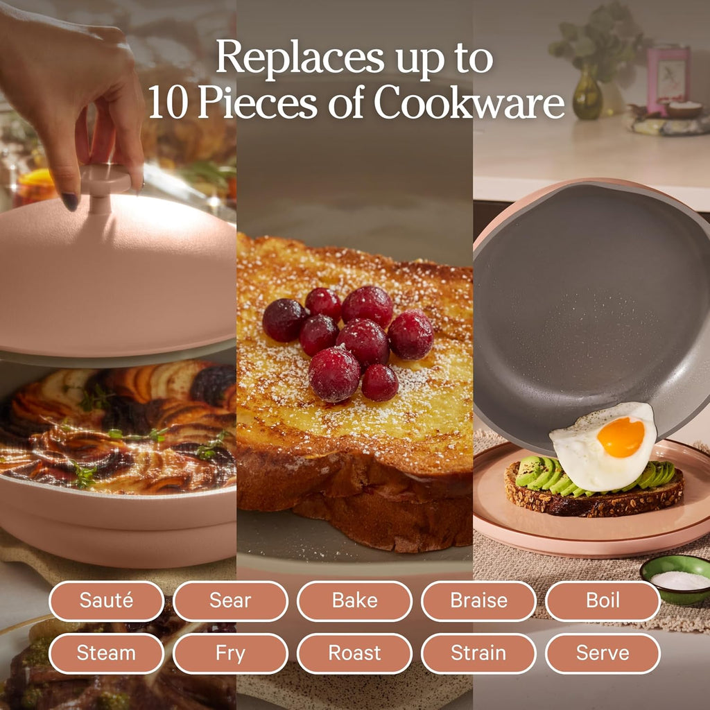 Always Pan 2.0 | 10.5" Ceramic Pan with Modular Lid, Steamer Basket & Spatula | Patented 10-in-1 Nonstick, Non-Toxic