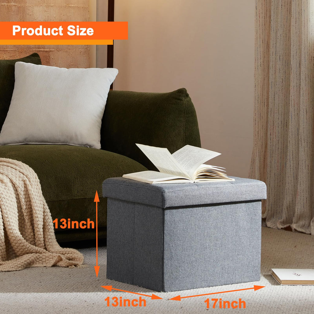 Storage Ottoman Footrest Stool Small Ottoman with Storage Foldable Ottomans Foot Rest Footstool Bench 17x13x13inches