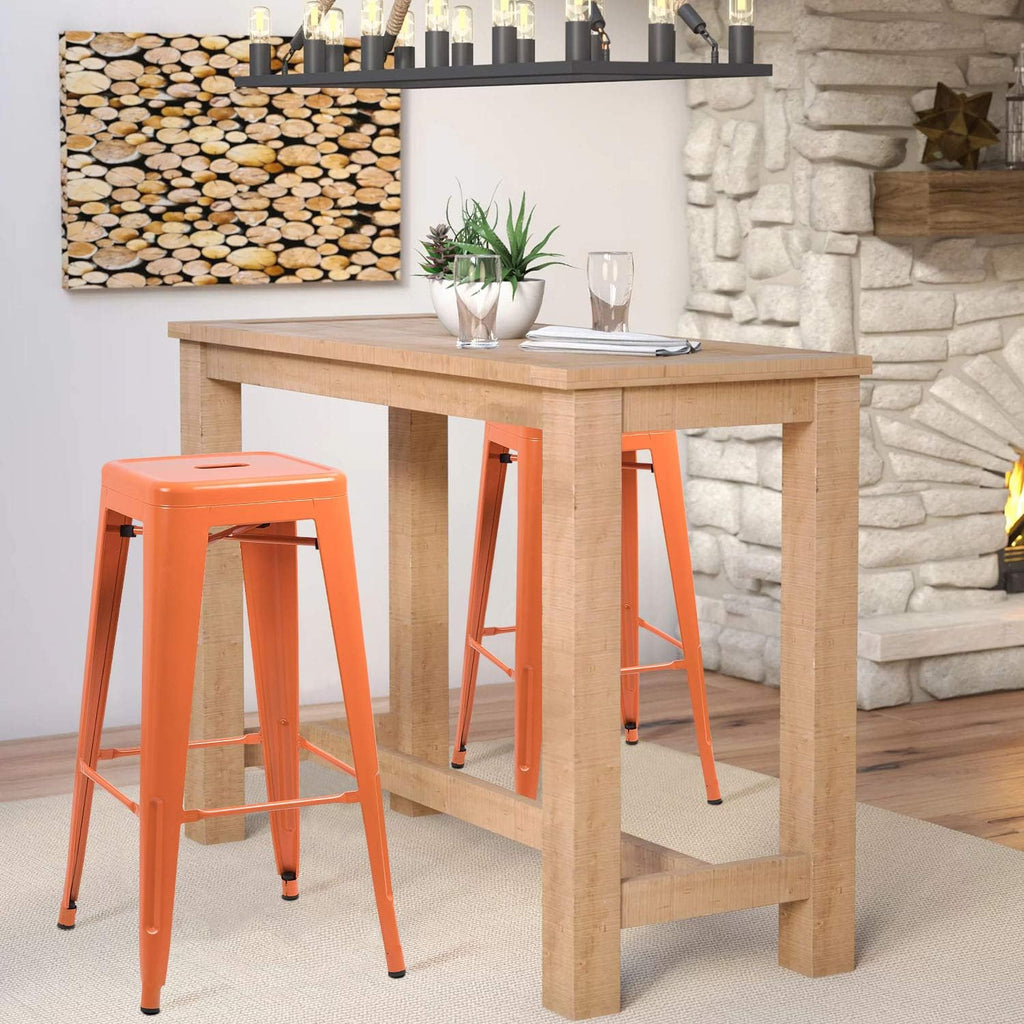 Metal Bar Stools 30" Indoor Outdoor Stackable Barstools Modern Style Industrial Vintage Counter Bar Stools Set of 4
