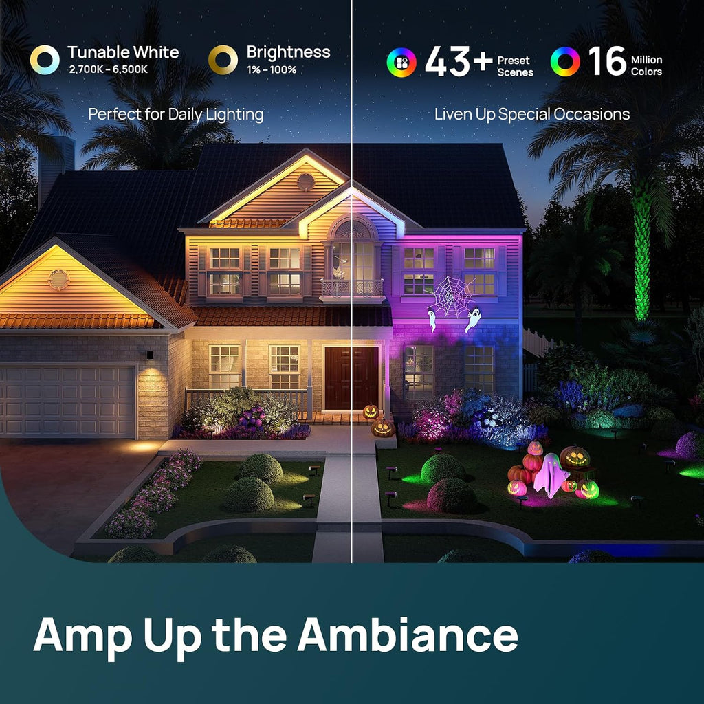Smart Solar Spot Lights Outdoor SL5C, IP67 Solar Lights Outdoor | Cool/Warm White/Color Changing Spotlight, APP/Voice