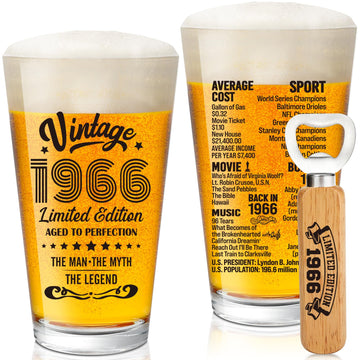 60th Birthday Gifts For Men, Vintage 1966 Beer Glass 60 Year Old Birthday for Him, 60th Birthday Decorations for Man