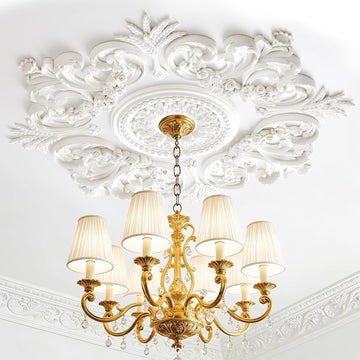 28 Inch Large Ceiling Medallion for Chandelier, French Victorian PU Ceiling Medallion Combination De