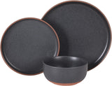 Abbey Circle 12 Piece (Service for 4) Plates and Bowls Reactive Matte Glaze Dishes Stoneware Ceramic Dinnerware Set