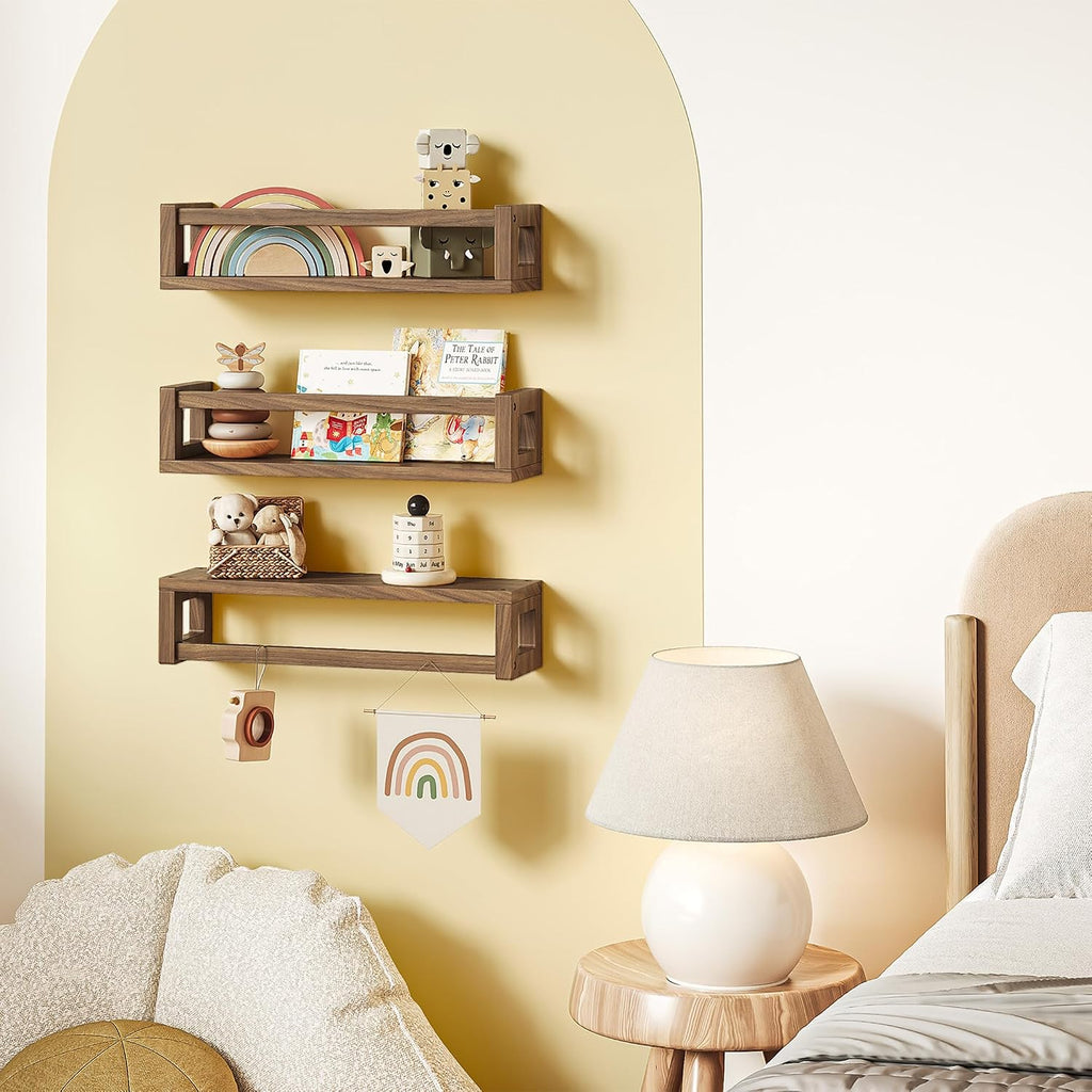 Upgraded Thick Floating Shelves, Solid Wood Bookshelf for Wall, Floating Book Shelves Use as Wall Shelves , Books