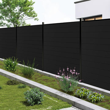 6 Ft×6 Ft Aluminum Alloy Fence Panels, Black Privacy Fence, Garden, Backyard, Wind Resistant Fence with 2 No-dig Post