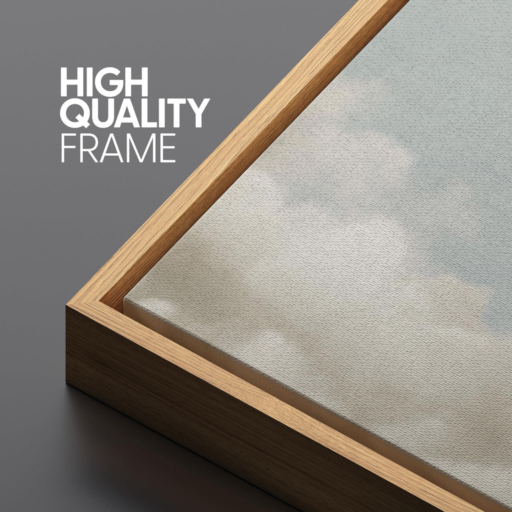 Extra Large Framed Canvas Print Wall Art Cloudscape Soft Sky and White Cloud Illustrations Modern Art Calm Warm
