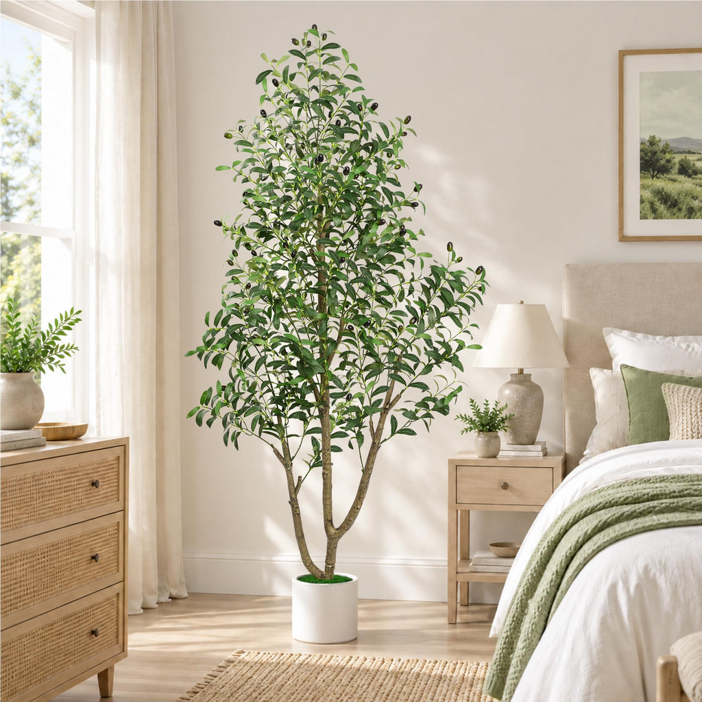 6 FT Tall Faux Olive Trees Artificial Indoor with Planter & Moss Realistic