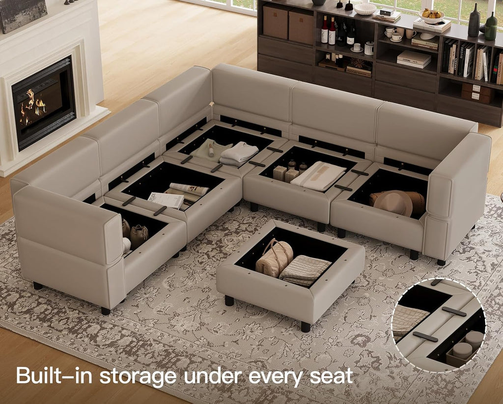 Modular Sectional Sofa with Storage Seats Velvet L Shaped Corner Couch Convertible Sectional Sofa with Chaise (Grey