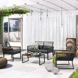 4 Piece Patio Furniture Set, Outdoor Wicker Bistro Set