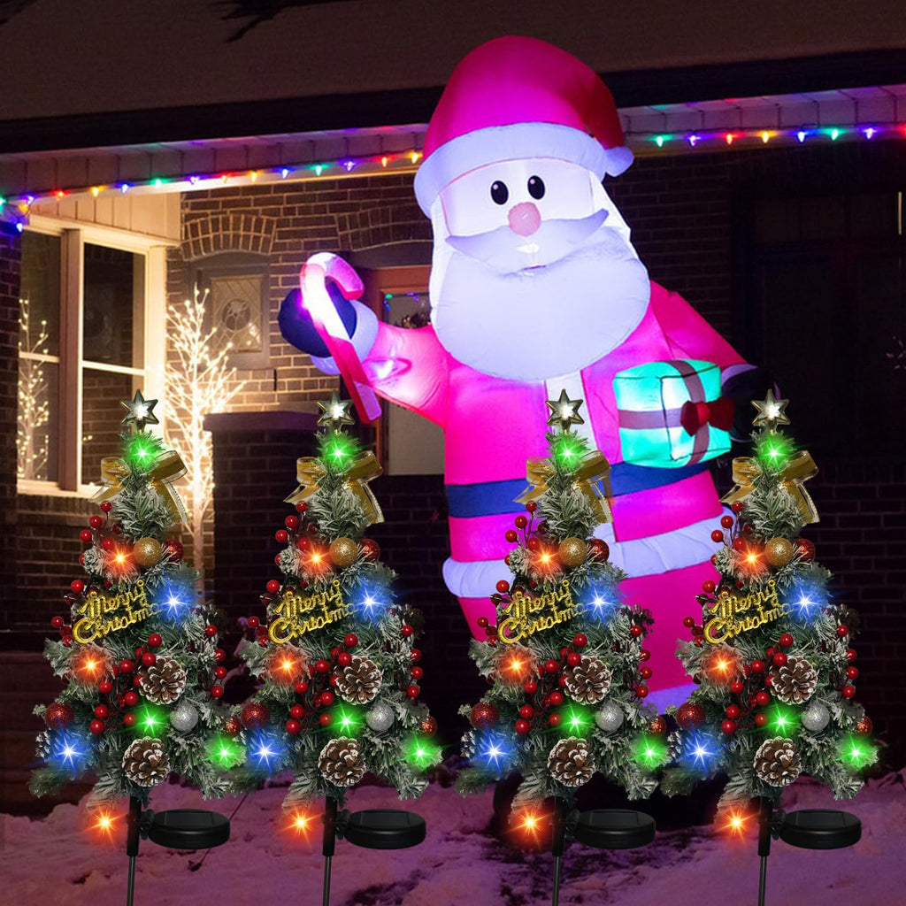 2 Pack Solar Christmas Tree Outdoor Christmas Decorations