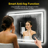 LED Bathroom Mirror with Lights - Anti-Fog, Dimmable, Backlit+Frontlit, 3 Color Light - 40"x30" Lighted Vanity Mirrors