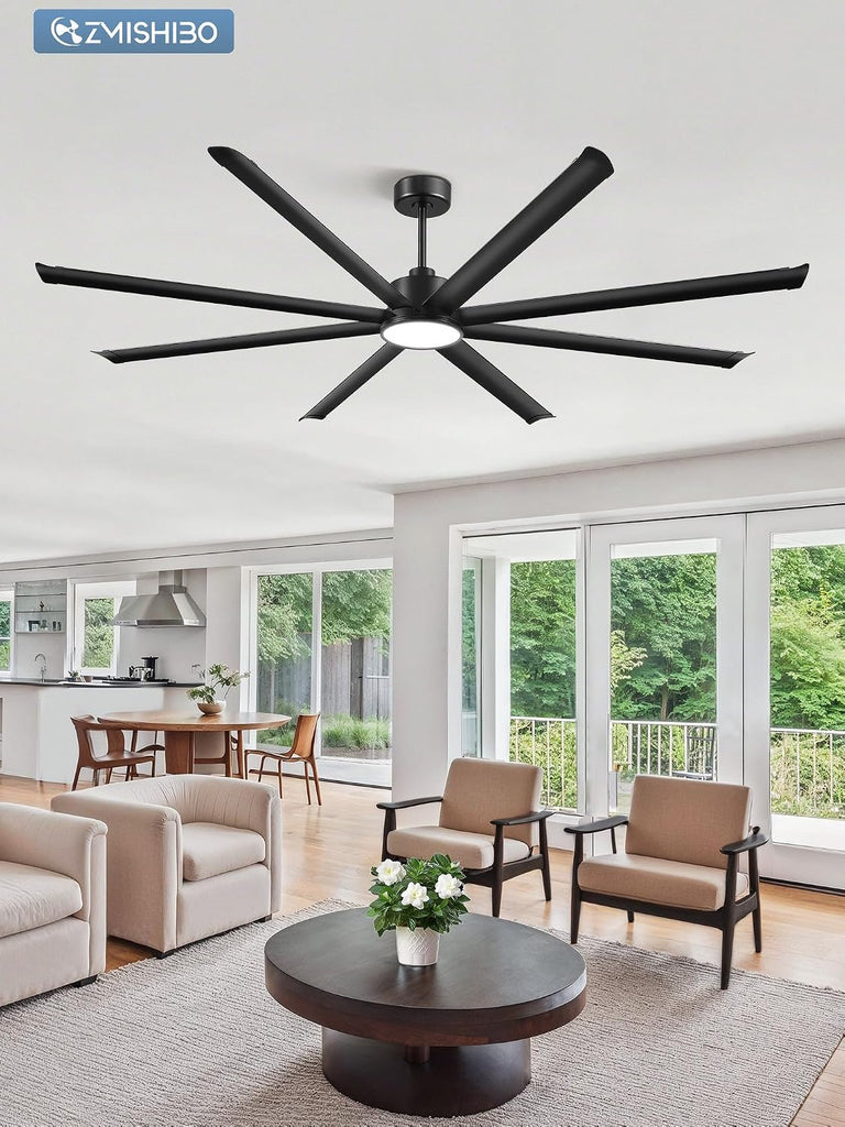 96" Ceiling Fan with LED Light and Remote - Black