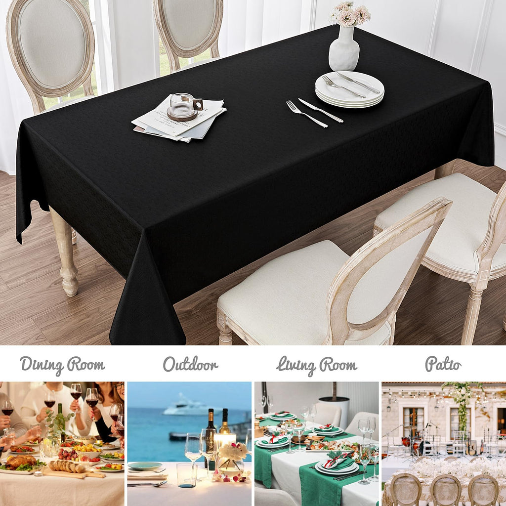 Rectangle Tablecloth Waterproof 60x144 inch Linen Textured Table Cloth Stain and Wrinkle Resistant Washable
