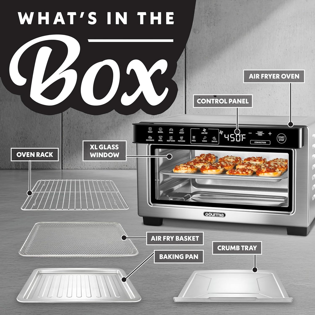 Toaster Oven Digital Air Fryer - Convection Mode with 4 Slice Capacity, 3 Rack Positions, 12 Presets, Toast, Bagel