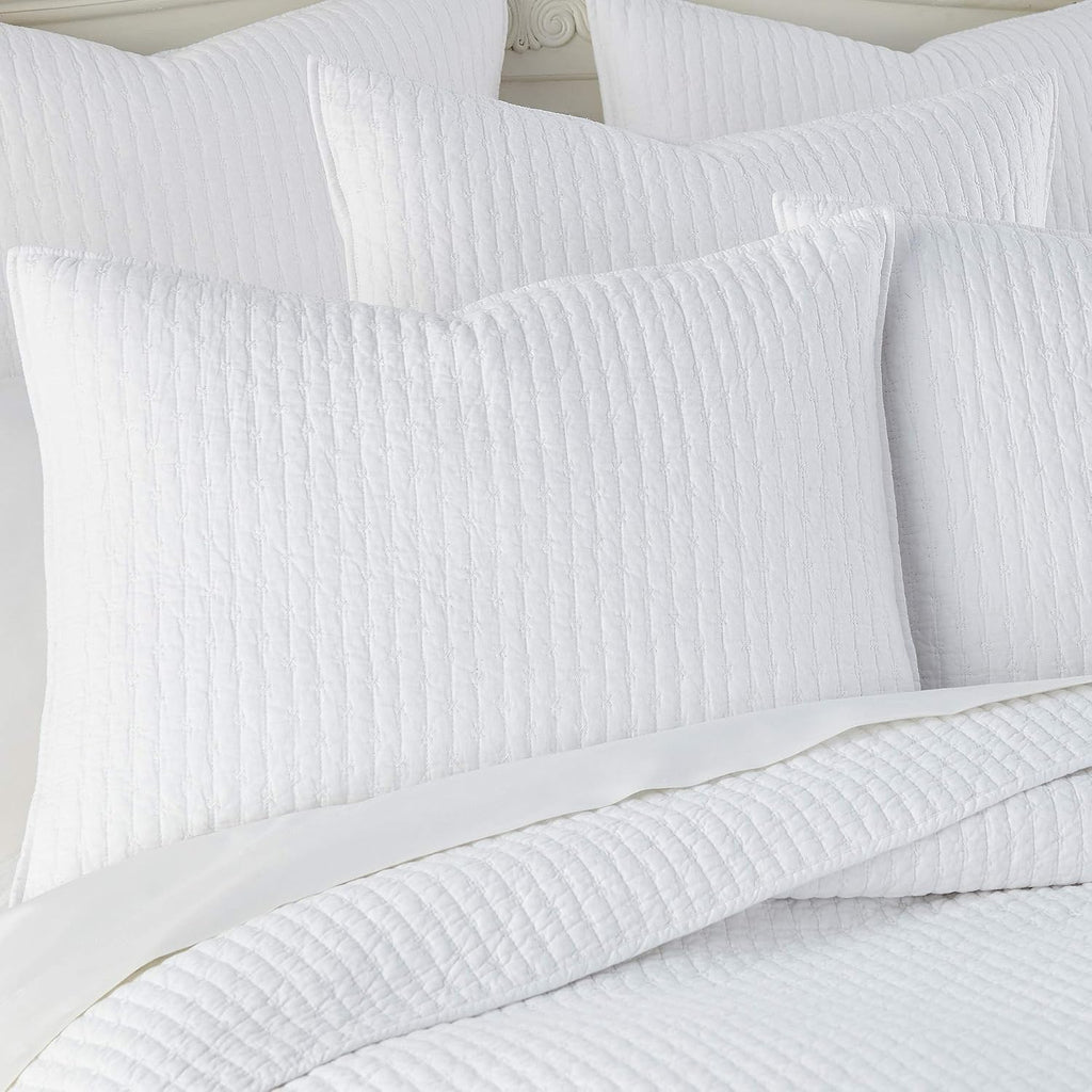 Cross Stitch - 100% Cotton - Euro Shams Set of Two - (26x26in.), No Insert - Bright White
