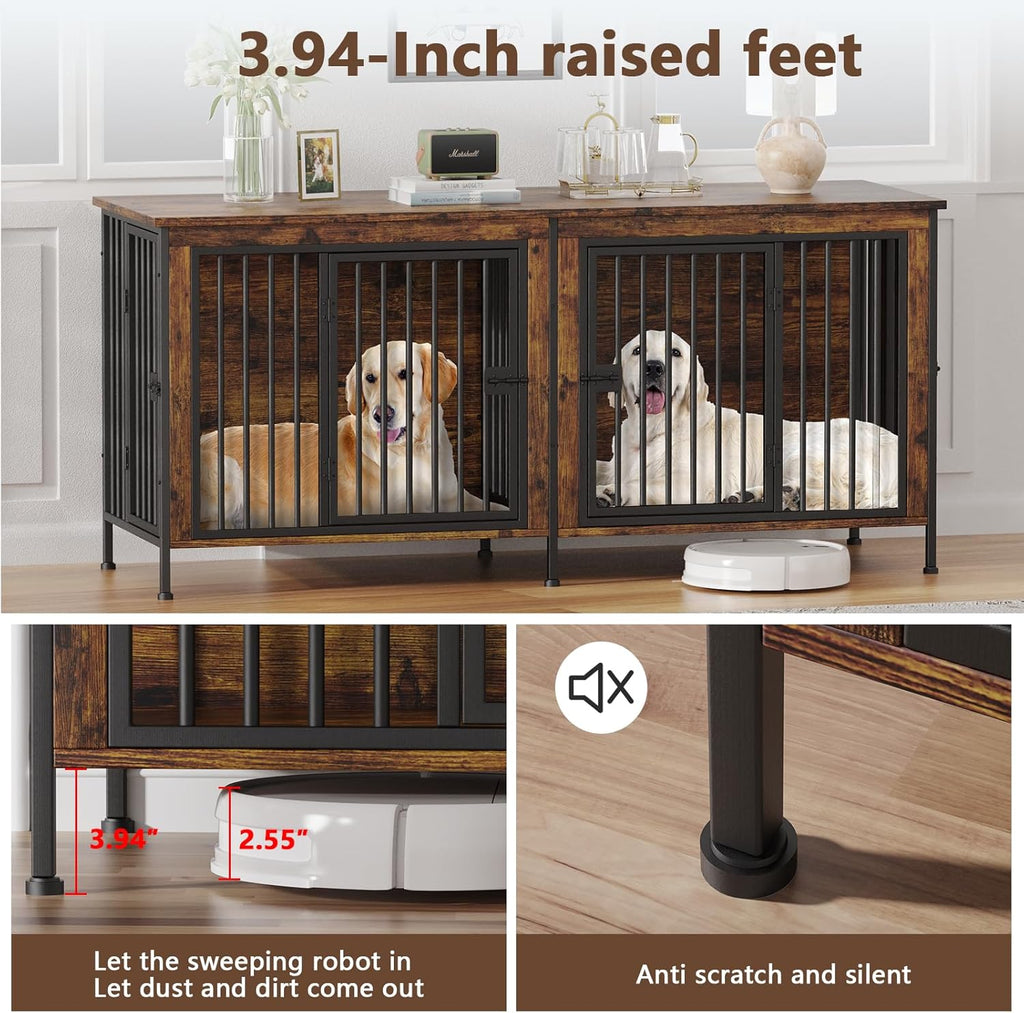 Dog Crate Furniture for 1 or 2 Dogs, Heavy Duty Single/Double Dog Crates for Small/Medium/Large Dogs