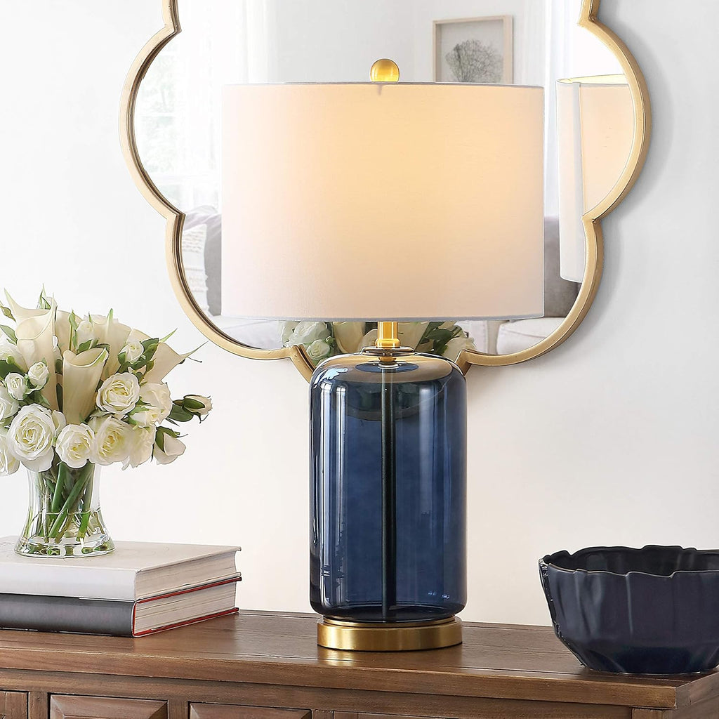 Novah Modern Blue Glass 26-Inch Table Lamp, LED Bulb Included