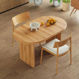 55.12"-70.87" Farmhouse Extendable Oval Dining Table for 4-6, Modern Solid Wood Kitchen & Dining Table with Removable