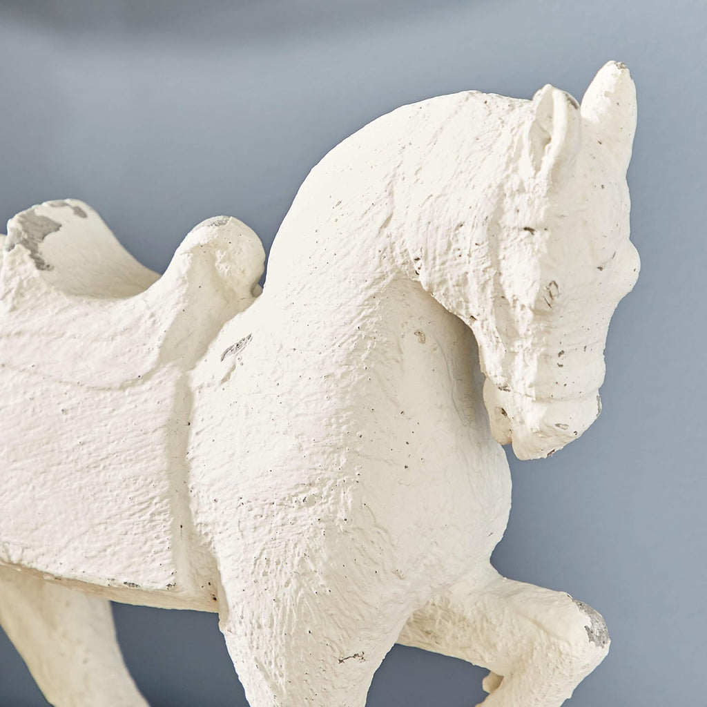 79 Fiberglass Horse Decorative Sculpture Home Decor Statue, Accent Figurine 13" x 4" x 14", White