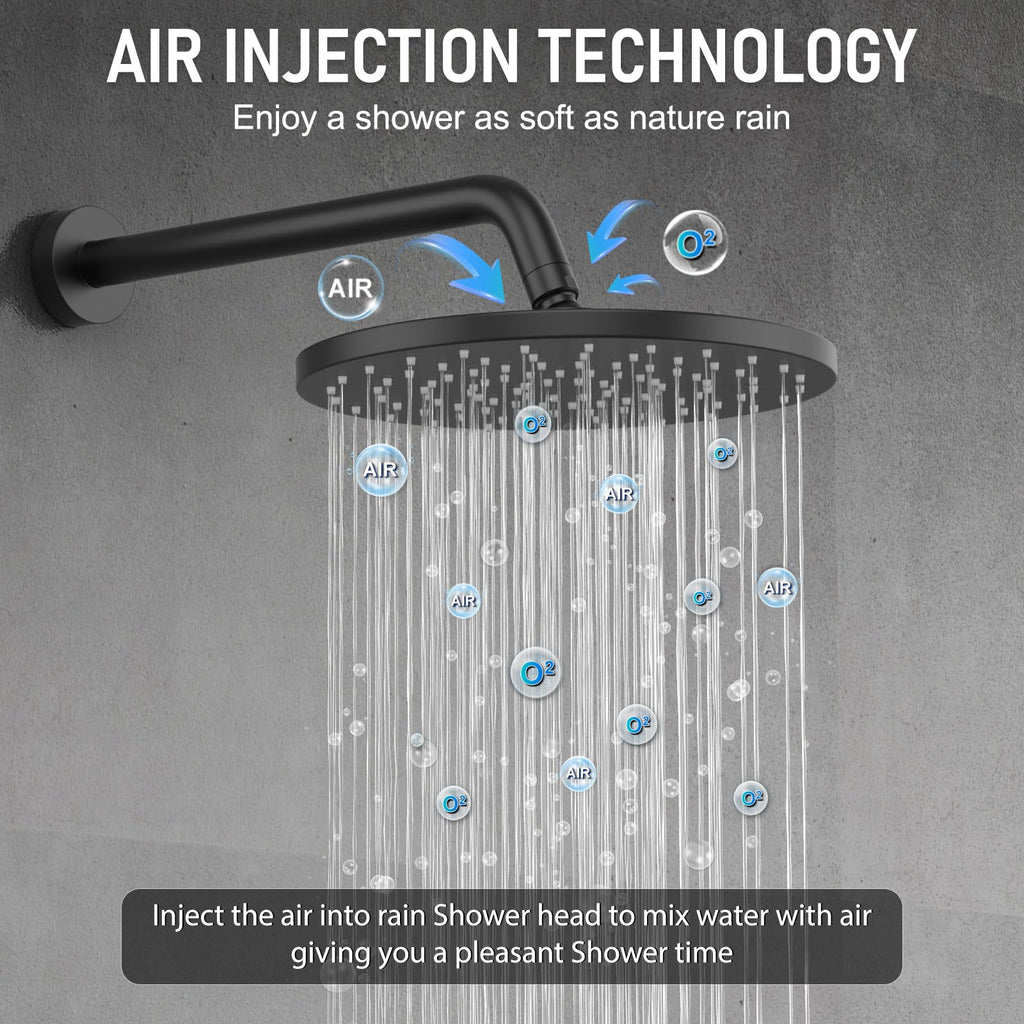 Thermostatic Shower System Wall Mount with 10 Inch Roud Rainfall Shower Head and Handheld, Shower Faucet Mixer Trim