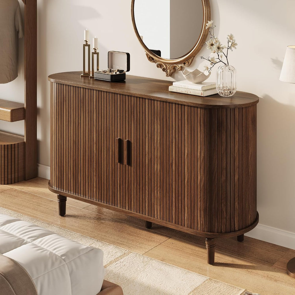 Sideboard Buffet Cabinet with Storage - Accent Kitchen Credenza Console Table with Sliding Door & Adjustable Shelf