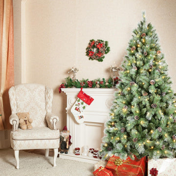 Christmas Tree, 5 to 9 ft, Pine Cones, PVC & Hard Needle, Green