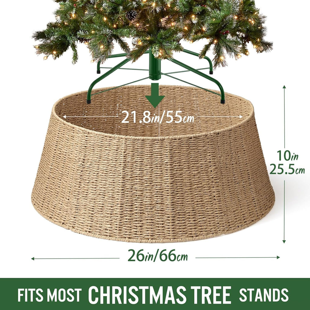 Christmas Tree Collar- 26",Christmas Tree Base Christmas Tree Basket Collar,for Covering Tree Stand (Burlywood, 26 in)