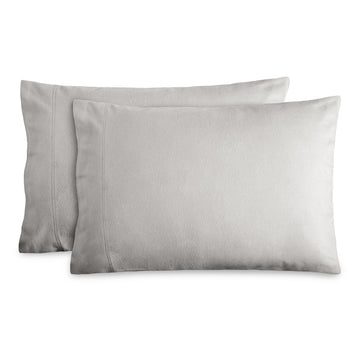 Flannel Pillowcases 100% Cotton (Standard Set of 2, Light Grey)