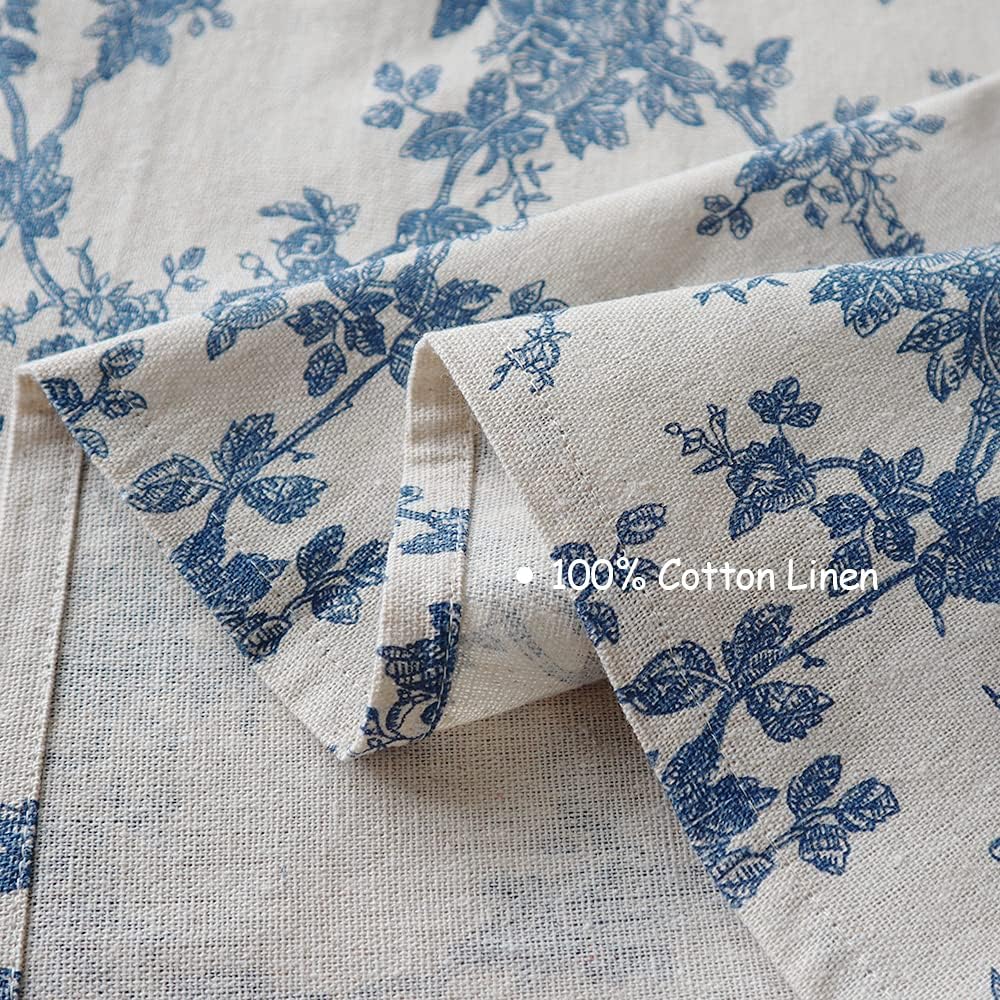 Cotton Linen Vintage Rectangle Tablecloth Pastoral Floral Rustic Table Cloth Washable Table Cover,Fa