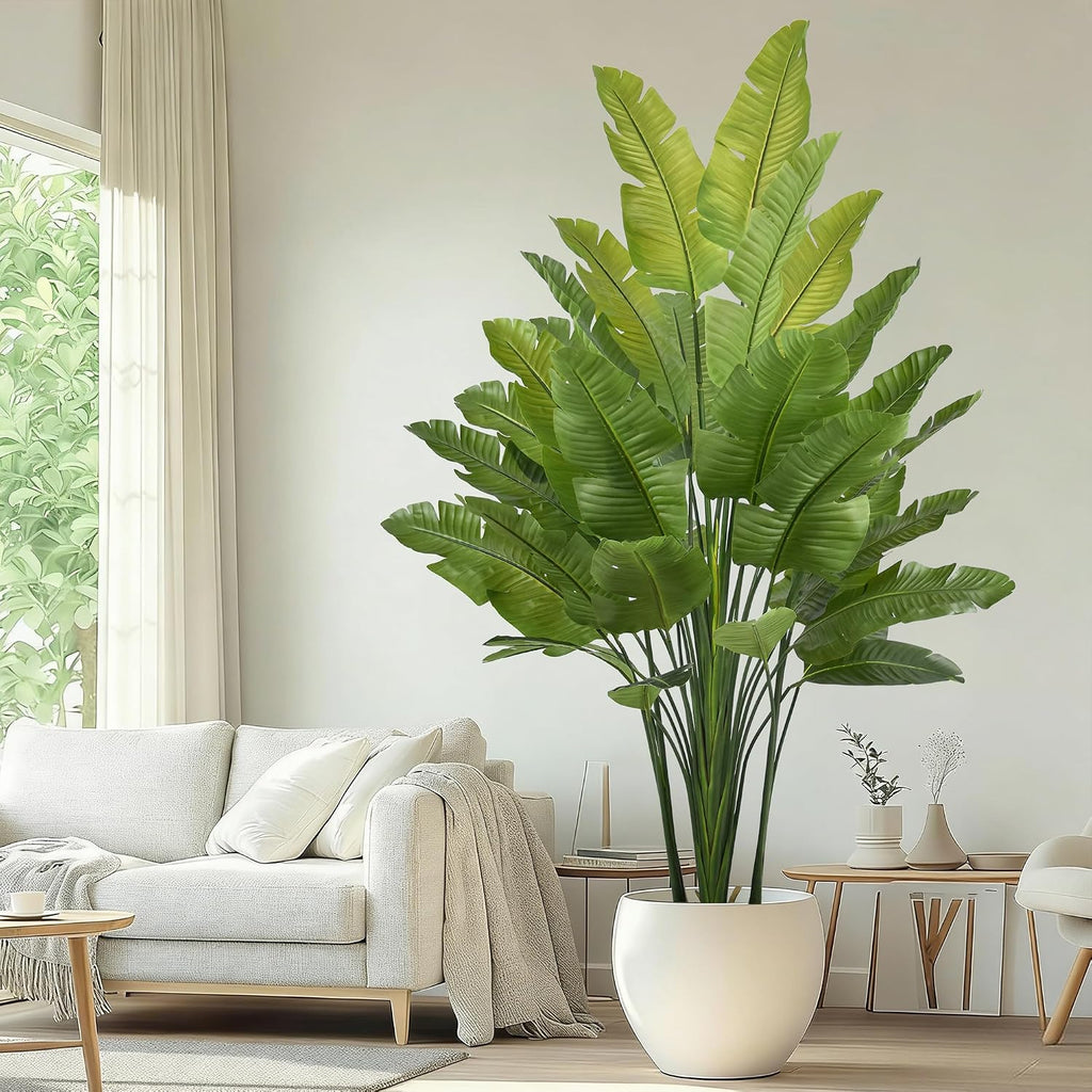 Bird of Paradise Plant Artificial 7.5FT - Tall Faux Plants Indoor with 34 Lifelike Leaves & Trunks, 96" Large Fake