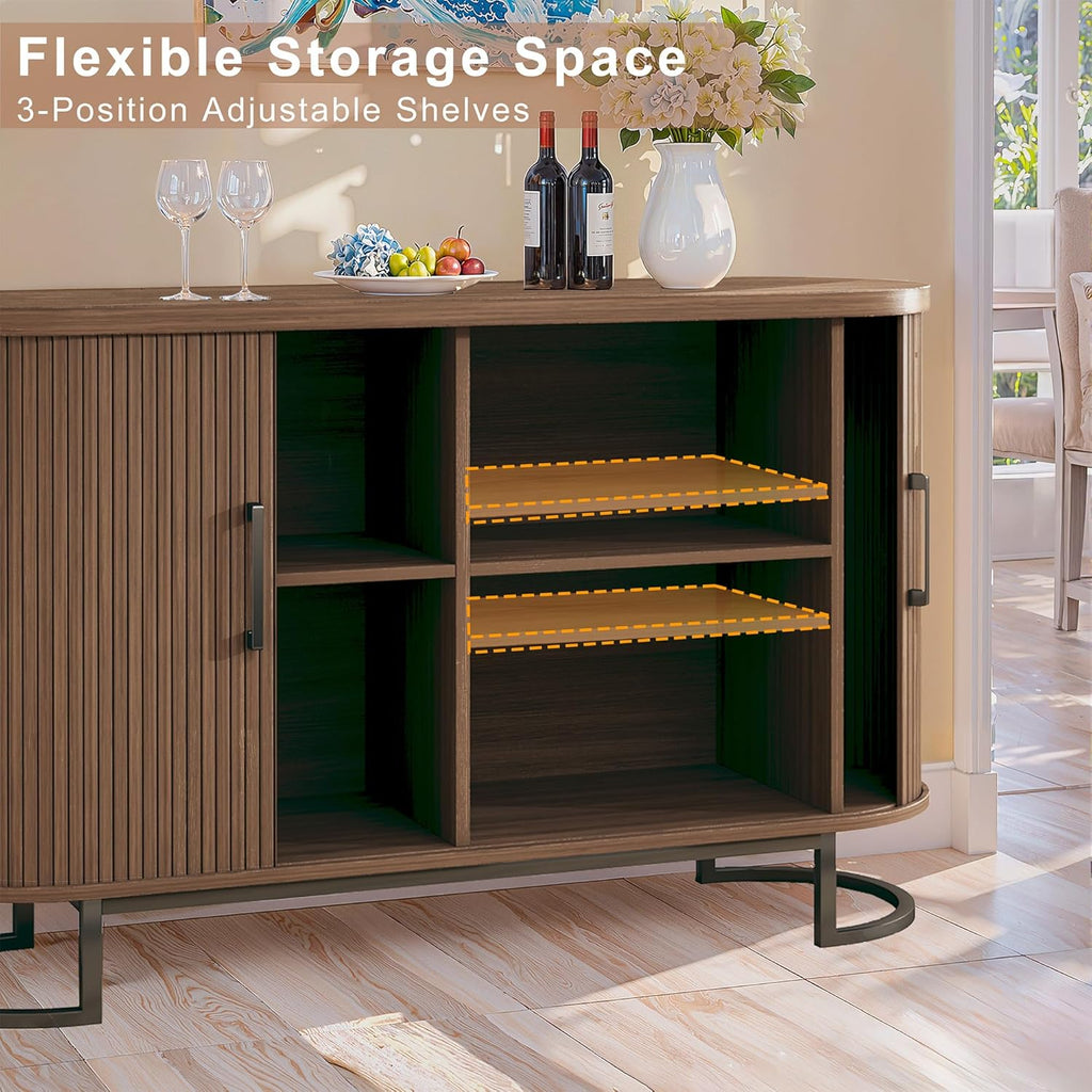 Sideboard Buffet Cabinet with Storage, 54.3" Storage Cabinet with Sliding Door & Adjustable Shelf