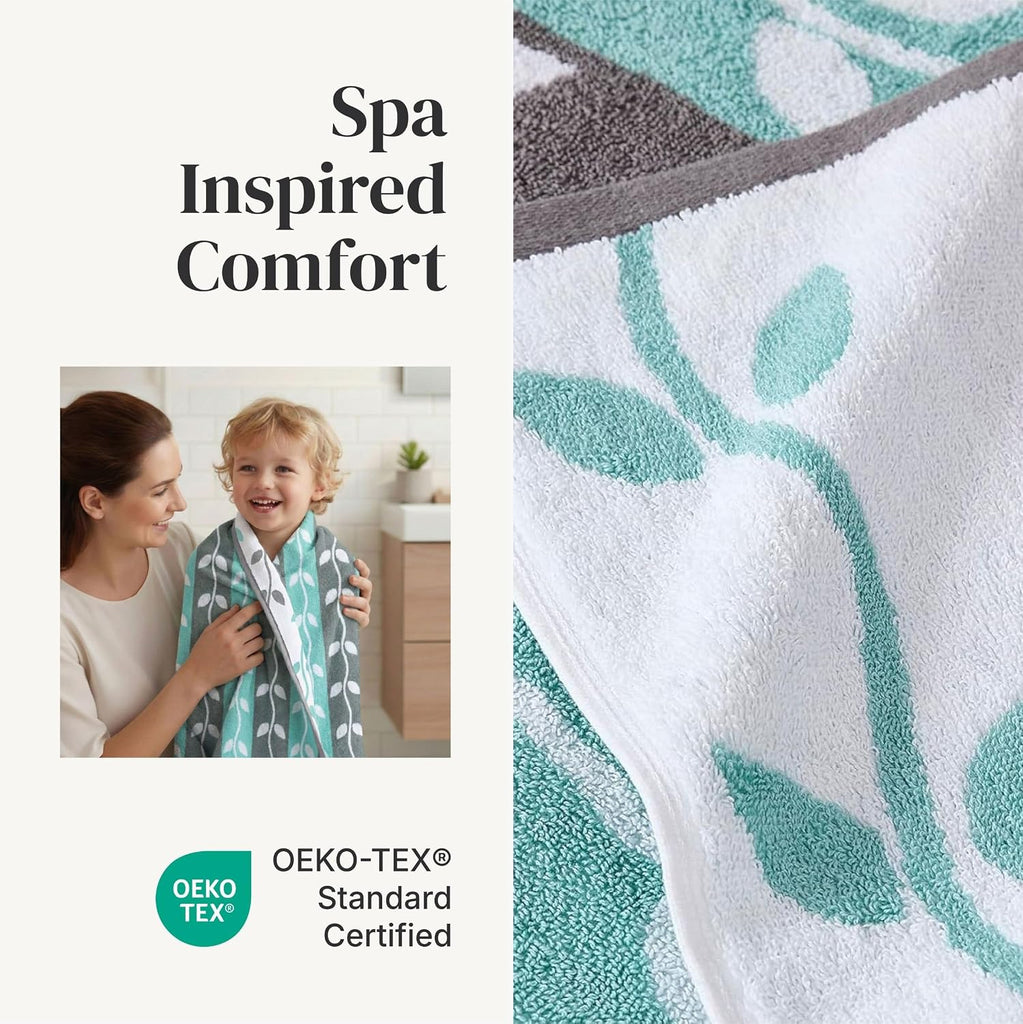 6 Piece Bath Towel Set - Bathroom Set with 2 Bath Towels, 2 Hand Towels, and 2 Wash Cloths - 100% Cotton, Super