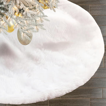 60 Inch White Christmas Tree Skirt,White Faux Fur Christmas Tree Skirt Xmas Decorations Christmas Party Christmas
