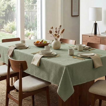 Rectangle Tablecloth Waffle Textured Waterproof Table Cloth Stain Resistant Wrinkle Free Washable Decorative Table