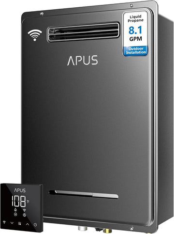 190, 000 BTU Outdoor Tankless Water Heater, 8.1 GPM Propane Instant Hot Water Heater with WiFi & Remote Control