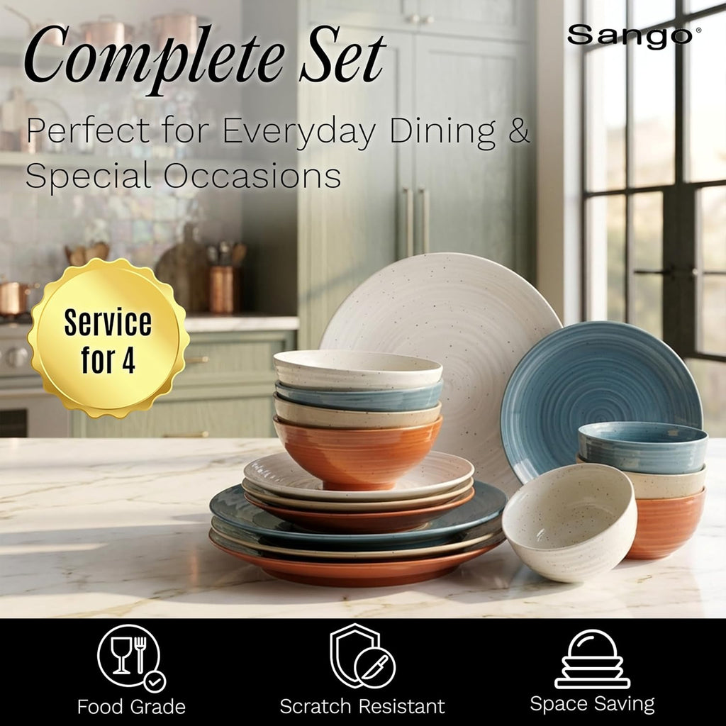 Siterra Painter's Palette 16-Piece Stoneware Dinnerware Set