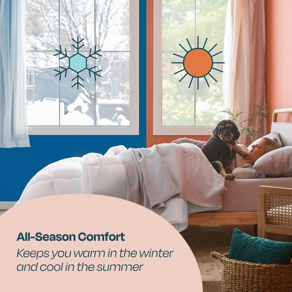White Down Alternative Comforter and Duvet Insert, for Oversized Queen Bed - All-Season Comforter with Box Stitch and